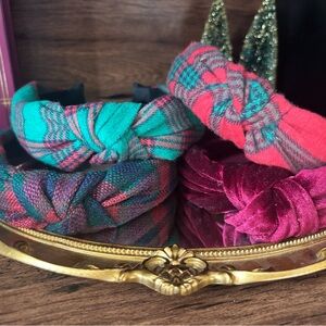 Plaid and Velvet Headband Set